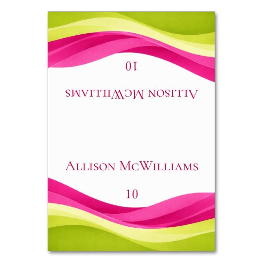 Fuchsia and Lime Green Wedding Tischnummer (Vorderseite)