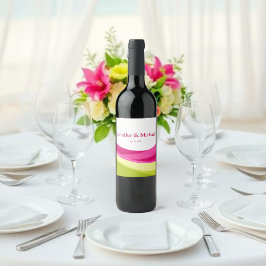 Fuchsia and Lime Green Weinetikett