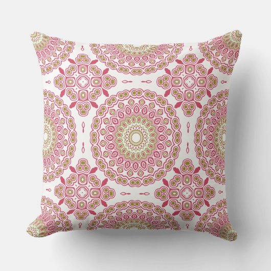 Fuchsia and Olive Mandala Pattern Kissen (Vorderseite)