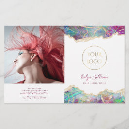 Fuchsia aquamarine opal design bifold brochure