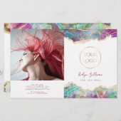 Fuchsia aquamarine opal design bifold brochure (Vorne/Hinten)