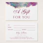 Fuchsia aquamarine opal design gift card (Vorne & Hinten)