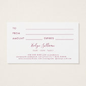 Fuchsia aquamarine opal design gift card (Rückseite)