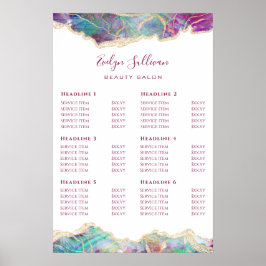 Fuchsia Aquamarine Opal Design Preisliste Poster