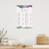 Fuchsia Aquamarine Opal Design Preisliste Poster (Küche)