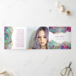 Fuchsia Aquamarine Opal Design Trifold Broschüre