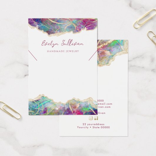 Fuchsia aquamarine Opal-Halskette-Grafikkarte (Büro)