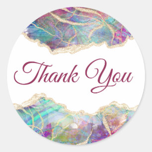 Fuchsia Aquamarine Opal Vielen Dank Runder Aufkleber