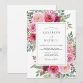 Fuchsia Aquarell Hochzeit Einladung (Vorne/Hinten)