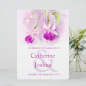 Fuchsia Aquarell lila rosa Hochzeit einladen Einladung (Stehend Vorderseite)