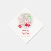 Fuchsia Aquarell Rot-grüne Hochzeitsnapkins Serviette (Ecke)