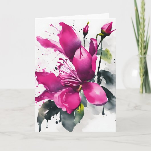 Fuchsia - Aquarellblumen Karte (Vorderseite)