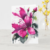 Fuchsia - Aquarellblumen Karte (Gelbe Blume)