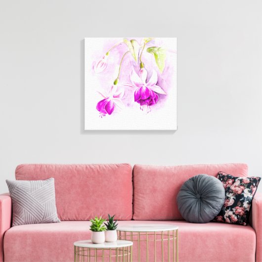 Fuchsia Art Blume lila rosa Leinwand (Insitu (Wohnzimmer))