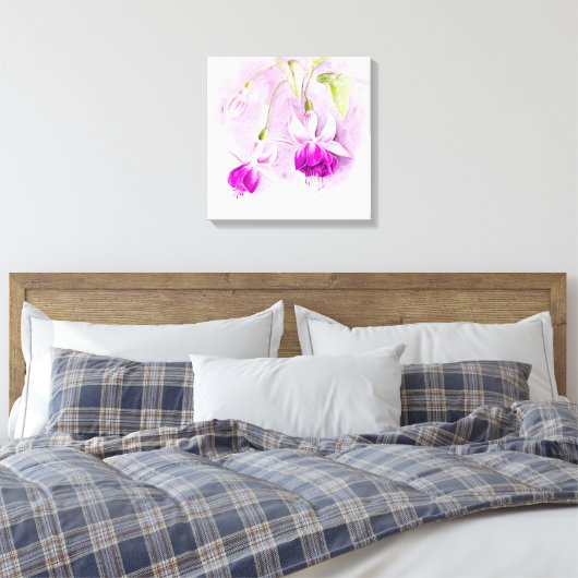 Fuchsia Art Blume lila rosa Leinwand (Insitu (Schlafzimmer))