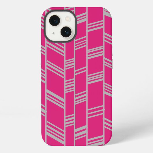 Fuchsia Art Deco Linien iPhone Hülle (Rückseite)