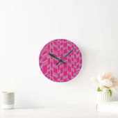 Fuchsia Art Deco Runde Wanduhr (Zuhause)