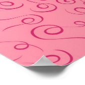 Fuchsia auf rosa Retro Curly Swirl Spiral Poster (Ecke)