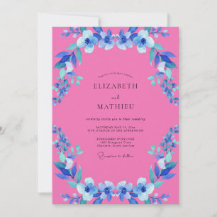 Fuchsia Azure Wildflower-Hochzeit Einladung