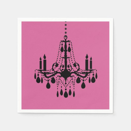 Fuchsia & Black Chandelier Napkin Serviette (Vorderseite)