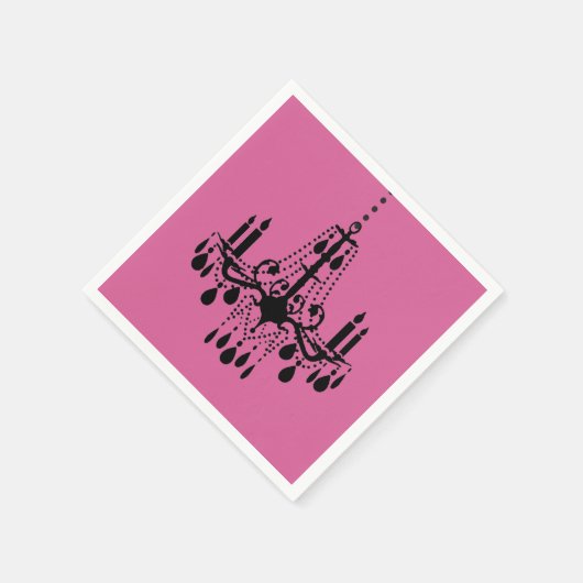 Fuchsia & Black Chandelier Napkin Serviette (Ecke)