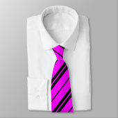 Fuchsia & Black Diagonal Diick & Dünne Streifen Kr Krawatte (Gebunden)