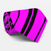 Fuchsia & Black Diagonal Diick & Dünne Streifen Kr Krawatte (Gerollt)