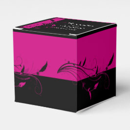 Fuchsia Black Floral Filigree Gastgeschenk Hochzei Geschenkschachtel