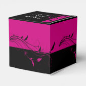 Fuchsia Black Floral Filigree Gastgeschenk Hochzei Geschenkschachtel (Rückseite)