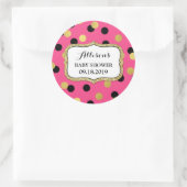 Fuchsia Black Gold Confetti Baby Dusche Gefallen T Runder Aufkleber (Tasche)