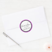 Fuchsia Black Monogram A Wedding Danke Runder Aufkleber (Umschlag)