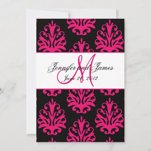 Fuchsia Black Paisley Wedding Save the Date (Vorderseite)