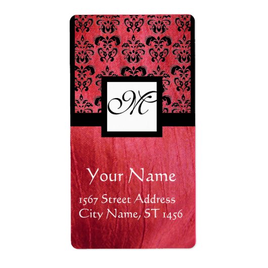 FUCHSIA BLACK PINK SILK DAMASK, SQUARE MONOGRAMM (Vorne)