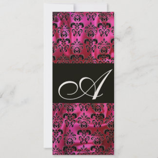 FUCHSIA BLACK SILK DAMASK MONOGRAMM, Champagner Einladung