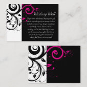 Fuchsia Black Swirl Wishing Well Wedding Card Begleitkarte (Vorne/Hinten)
