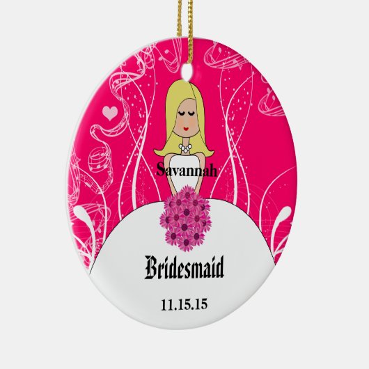 Fuchsia Blonde Wedding Gown Bridesmaid Ornament (Rechts)