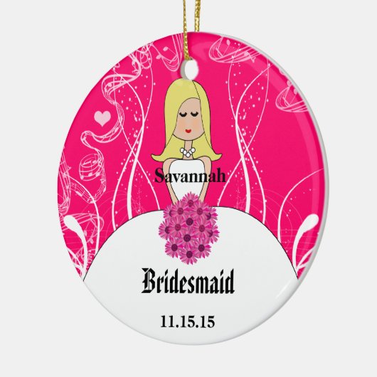 Fuchsia Blonde Wedding Gown Bridesmaid Ornament (Links)
