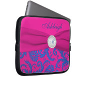 Fuchsia Blue Damask IMITATE Ribbon Laptop-Sieb Laptopschutzhülle (Vorne Rechts)