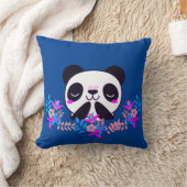 Fuchsia & Blue Floral Panda Bear Throw Kissen (Decke)