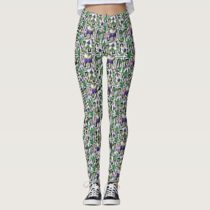 Fuchsia Blue/Green Watercolor Leggings