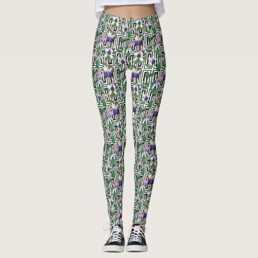 Fuchsia Blue/Green Watercolor Leggings (Vorderseite)