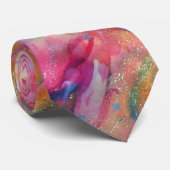 FUCHSIA BLUE PINK ABSTRAKT KRAWATTE (Gerollt)