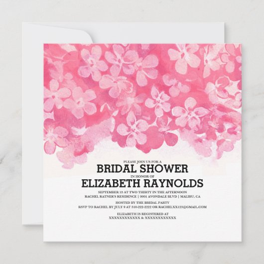 Fuchsia Blume Einladungen zur Dusche (Vorderseite)