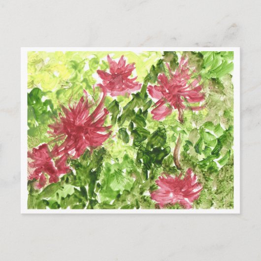 Fuchsia-Blume gegen grünes Gras Postkarte (Vorderseite)