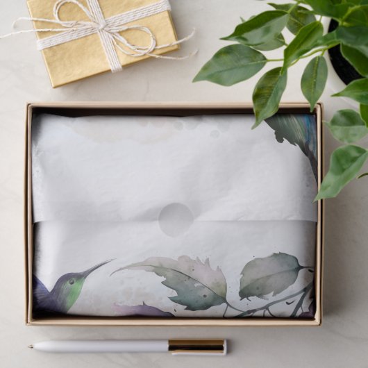 Fuchsia Blume Hummingbird Wasserfarbe Seidenpapier (Geschenk)