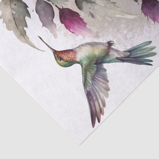 Fuchsia Blume Hummingbird Wasserfarbe Seidenpapier (Detail)