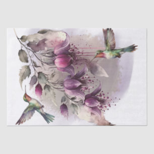Fuchsia Blume Hummingbird Wasserfarbe Seidenpapier