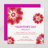 Fuchsia Blume Liebe Herz Valentine Party Einladung (Vorne/Hinten)
