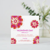 Fuchsia Blume Liebe Herz Valentine Party Einladung (Stehend Vorderseite)