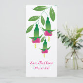 Fuchsia Blume Luxuriöse Save the Date Einladung (Stehend Vorderseite)